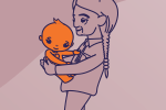 drawing of grandparent holding baby