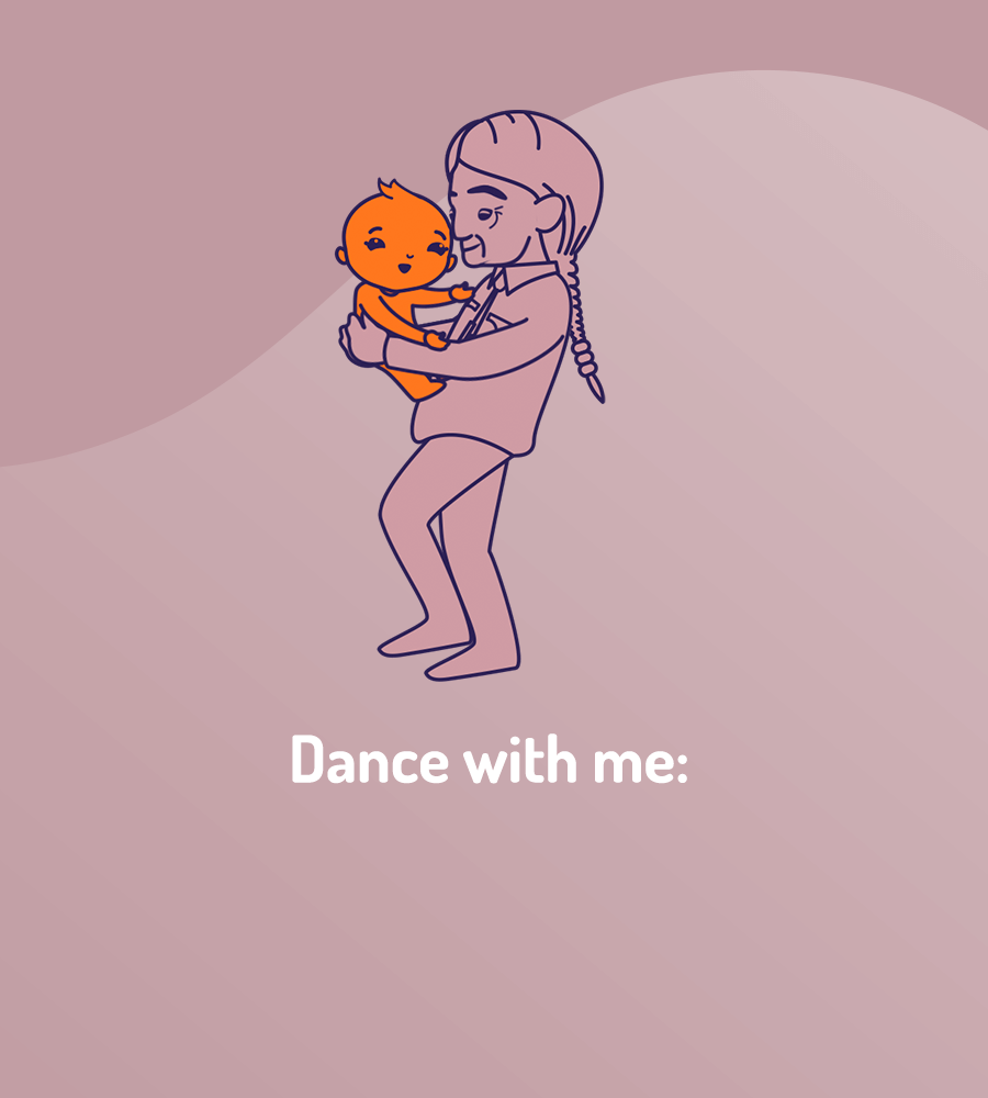 image of grandfather dancing with child