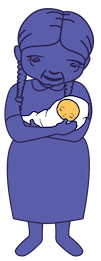 Animated grandma holding baby