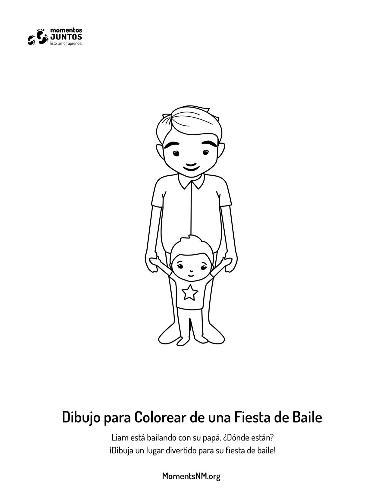 Father standing with son coloring sheet