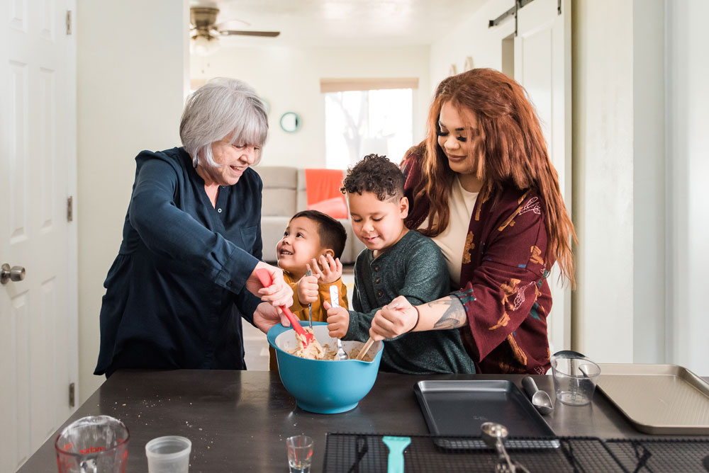 family baking together